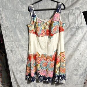 Nine West Floral Sleeveless Dress empire cut Multicolor Design plus size 16W